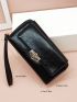 Letter Detail Long Wallet With Wristlet