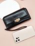 Letter Detail Long Wallet With Wristlet