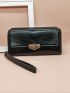 Letter Detail Long Wallet With Wristlet