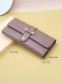 Litchi Embossed Snap Button Long Wallet