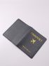 Metallic Plane & Letter Graphic Passport Case