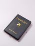 Metallic Plane & Letter Graphic Passport Case