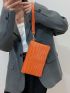 Crocodile Embossed Square Bag With Wristlet