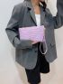 Crocodile Embossed Square Bag With Wristlet