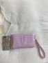 Crocodile Embossed Square Bag With Wristlet