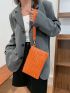 Crocodile Embossed Square Bag With Wristlet