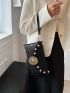 Rhinestone Star & Faux Pearl Decor Flap Square Bag