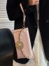 Rhinestone Star & Faux Pearl Decor Contrast Piping Square Bag