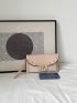 Rhinestone Star & Faux Pearl Decor Contrast Piping Square Bag