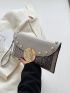 Rhinestone Star & Faux Pearl Decor Flap Square Bag