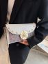 Rhinestone Star & Faux Pearl Decor Flap Square Bag