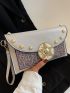 Rhinestone Star & Faux Pearl Decor Flap Square Bag