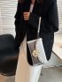 Rhinestone Star & Faux Pearl Decor Flap Square Bag