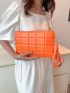 Plaid Embossed Square Bag With Wristlet