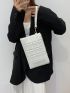 Plaid Embossed Square Bag With Wristlet