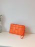 Plaid Embossed Square Bag With Wristlet