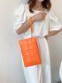 Plaid Embossed Square Bag With Wristlet