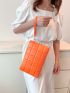 Plaid Embossed Square Bag With Wristlet