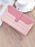 Crocodile Embossed Long Wallet With Wristlet