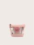 Clear Panel Heart Patch Decor Waterproof Coin Purse