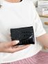 Crocodile Embossed Snap Button Card Holder