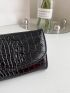 Crocodile Embossed Snap Button Card Holder