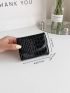 Crocodile Embossed Snap Button Card Holder