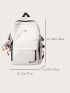 Letter Graphic Functional Backpack With Bag Charm