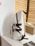 Letter Graphic Functional Backpack With Bag Charm