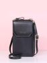 Letter Embossed Snap Button Flap Phone Wallet