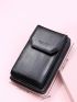 Letter Embossed Snap Button Flap Phone Wallet