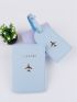 Plane & Letter Graphic Passport Case With Luggage Tag