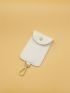 Litchi Embossed Snap Button Card Holder