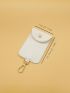 Litchi Embossed Snap Button Card Holder