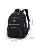 Letter Patch Decor Multi Zipper Functional Backpack