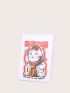X Ilustrata Cartoon Cat & Letter Graphic Passport Case