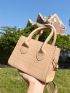 Mini Crocodile Embossed Double Handle Square Bag