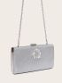 Glitter Rhinestone Decor Chain Box Bag
