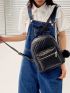 Pom Pom Charm Quilted Backpack