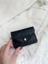 Crocodile Embossed Snap Button Flap Coin Purse