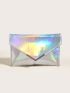 Artificial Patent Leather Holographic Flap Chain Square Bag