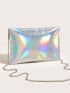 Artificial Patent Leather Holographic Flap Chain Square Bag