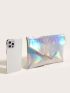 Artificial Patent Leather Holographic Flap Chain Square Bag
