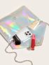 Artificial Patent Leather Holographic Flap Chain Square Bag