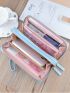 Letter Graphic Color Block Zipper Around Long Wallet