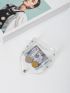 Clear Studded Decor Snap Button Flap Coin Purse