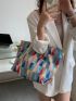 Geometric Pattern Shoulder Tote Bag