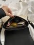 Litchi Embossed Contrast Binding Baguette Bag