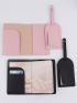 2pcs Metallic Letter Graphic Passport Case & 2pcs Luggage Tag
