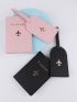2pcs Metallic Letter Graphic Passport Case & 2pcs Luggage Tag